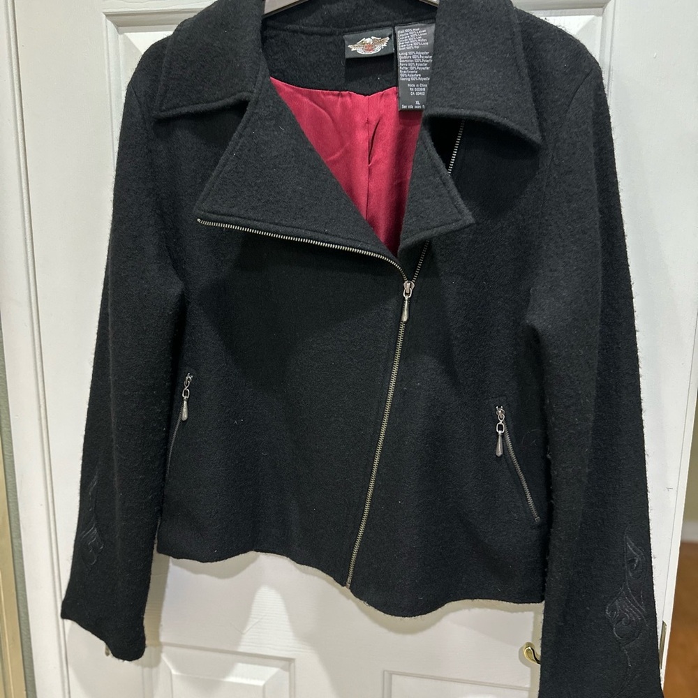 Harley-Davidson Black Bomber Jacket with Red Lining